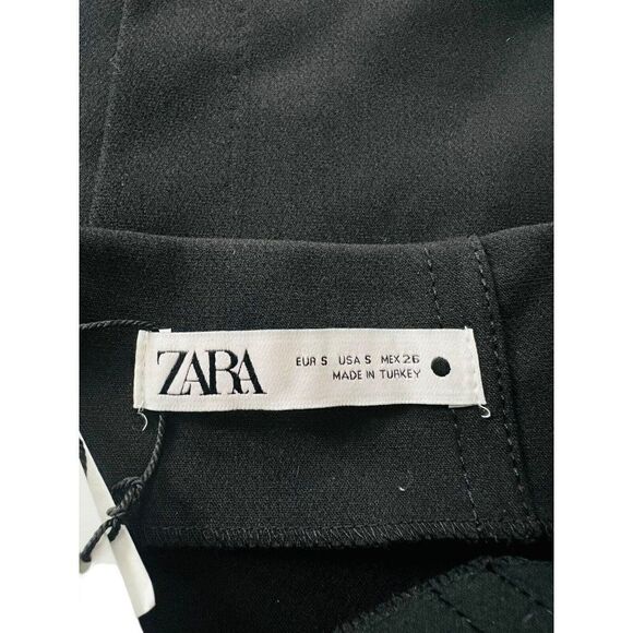 Zara Womens Midi A-Line Skirt S Small Black Zipper Back Slit NWT - Picture 8 of 9